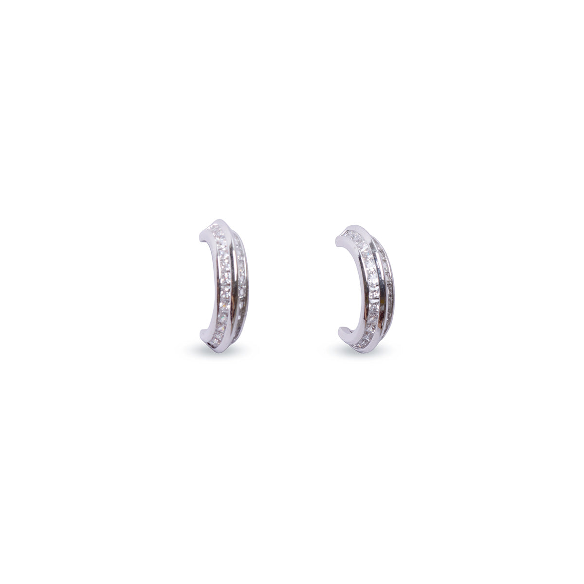 Lumi silver-tone sparkle hoop earrings shown as a pair against a white background